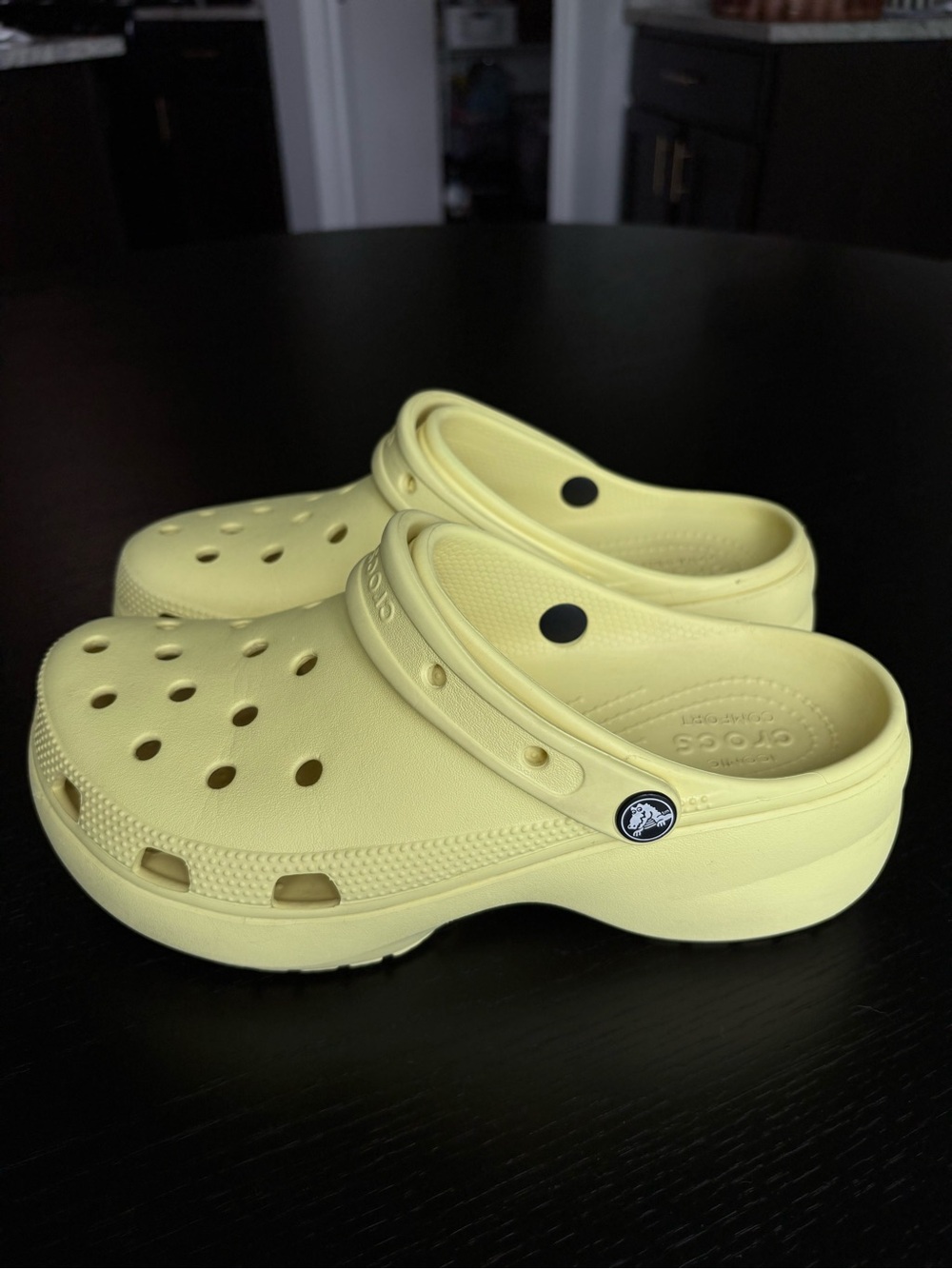 Crocs Women’s Classic Platform Clog in Butter Yellow, Women’s size 9
